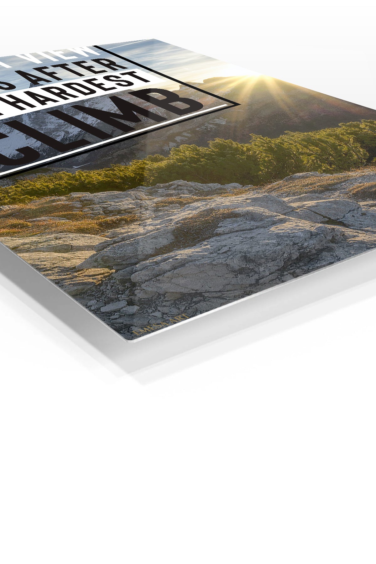 Best View After the Hardest Climb premium metal wall art – angled view