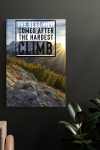 Best View After the Hardest Climb metal wall art displayed in a modern interior