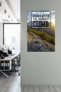 Best View After the Hardest Climb metal wall art displayed in a contemporary living space