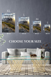 EMESA metal wall art size comparison guide for Best View After the Hardest Climb