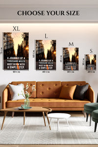 EMESA metal wall art size comparison guide for Sunlit Forest Journey Quote