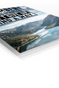Remember Why You Started Mountain Quote premium metal wall art – angled view