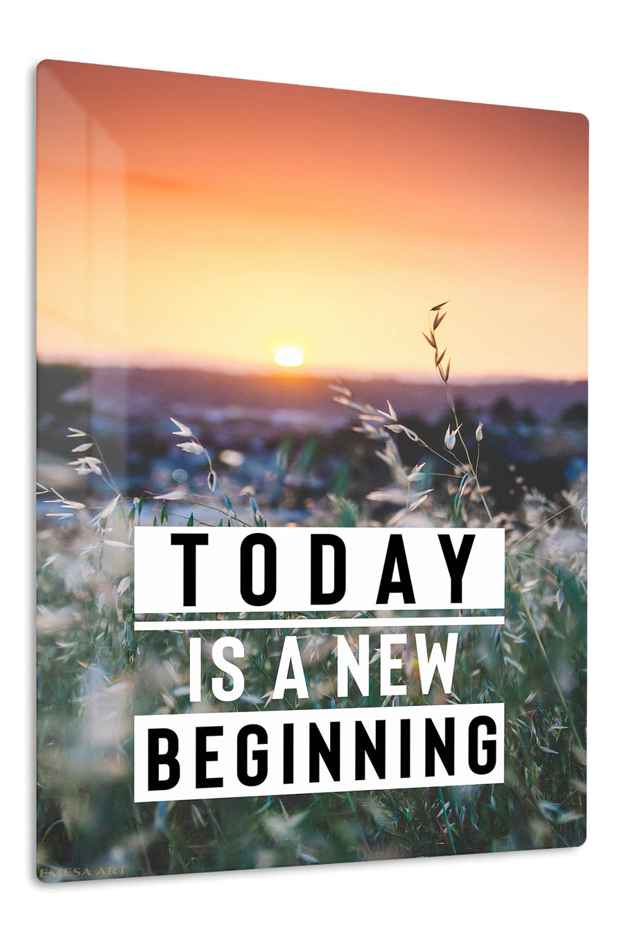 Today Is a New Beginning Sunrise premium metal wall art – front view