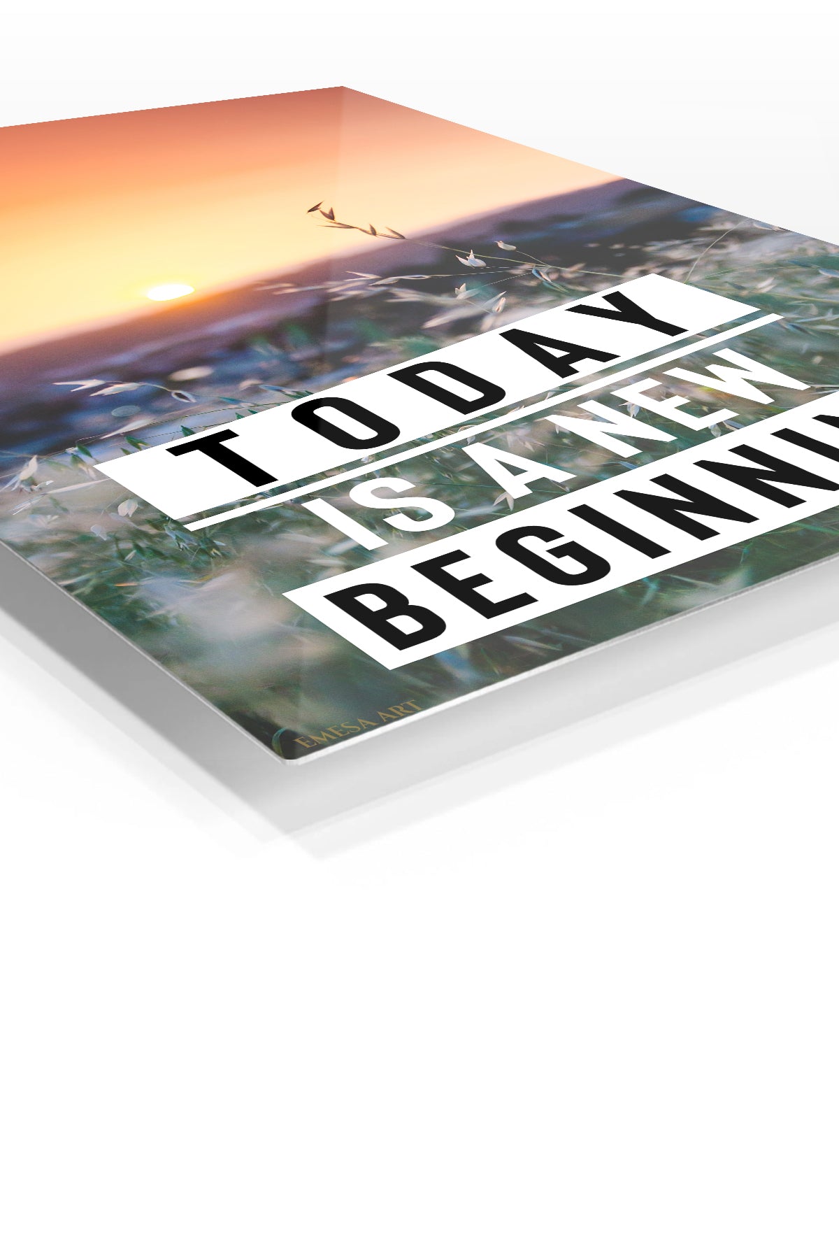 Today Is a New Beginning Sunrise premium metal wall art – angled view
