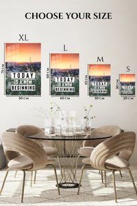 EMESA metal wall art size comparison guide for Today Is a New Beginning Sunrise