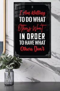 Do What Others Won't Motivational Quote metal wall art displayed in a modern interior