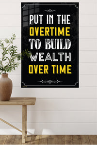 Put In the Overtime metal wall art displayed in a modern interior