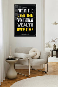 Put In the Overtime metal wall art displayed in a contemporary living space
