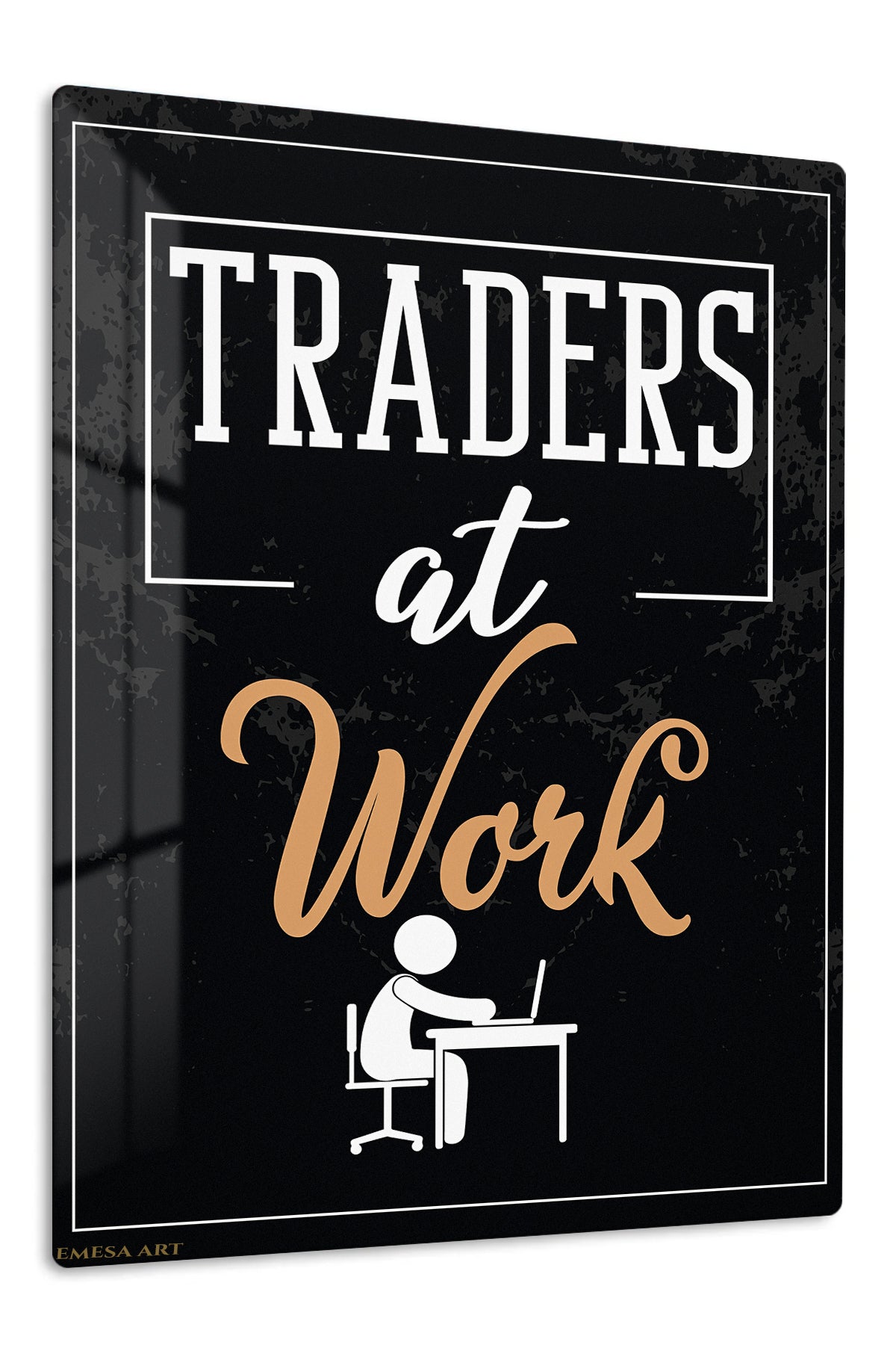 Traders at Work premium metal wall art – front view