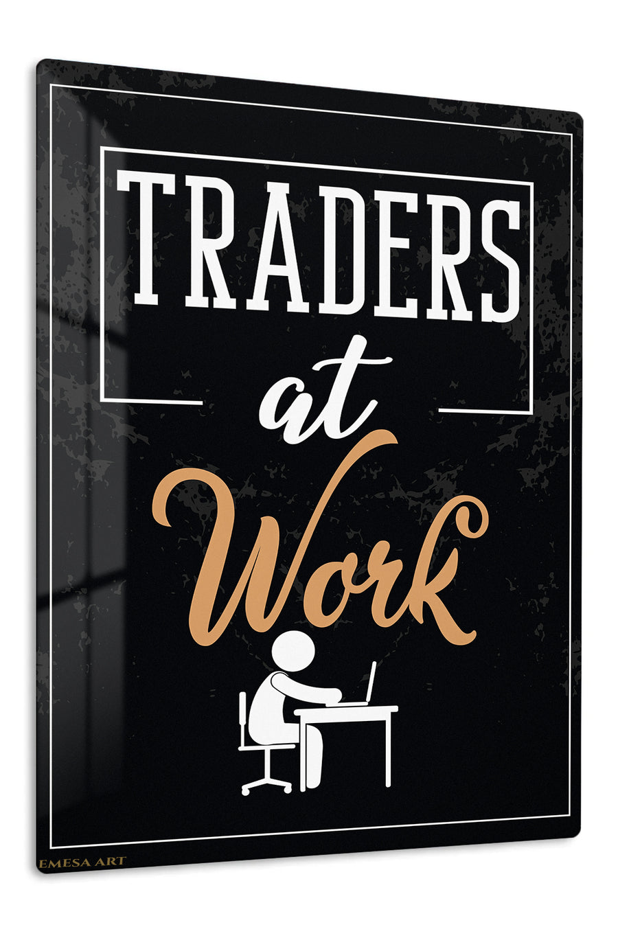 Traders at Work premium metal wall art – front view