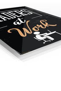 Traders at Work premium metal wall art – angled view
