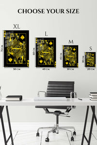 EMESA metal wall art size comparison guide for Golden Queen of Spades