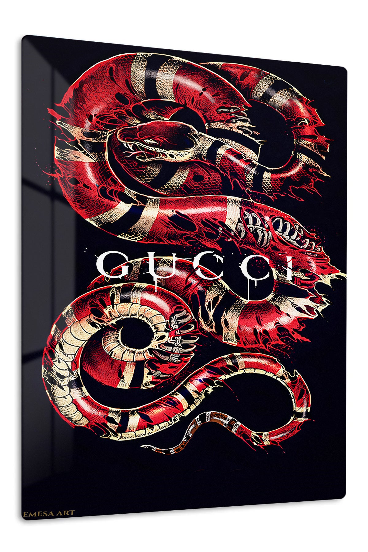 Crimson Serpent Graphic premium metal wall art – front view