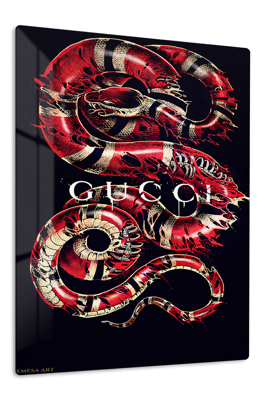 Crimson Serpent Graphic premium metal wall art – front view