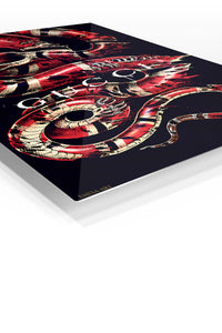 Crimson Serpent Graphic premium metal wall art – angled view