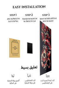 Magnetic mounting installation guide for Crimson Serpent Graphic metal wall art