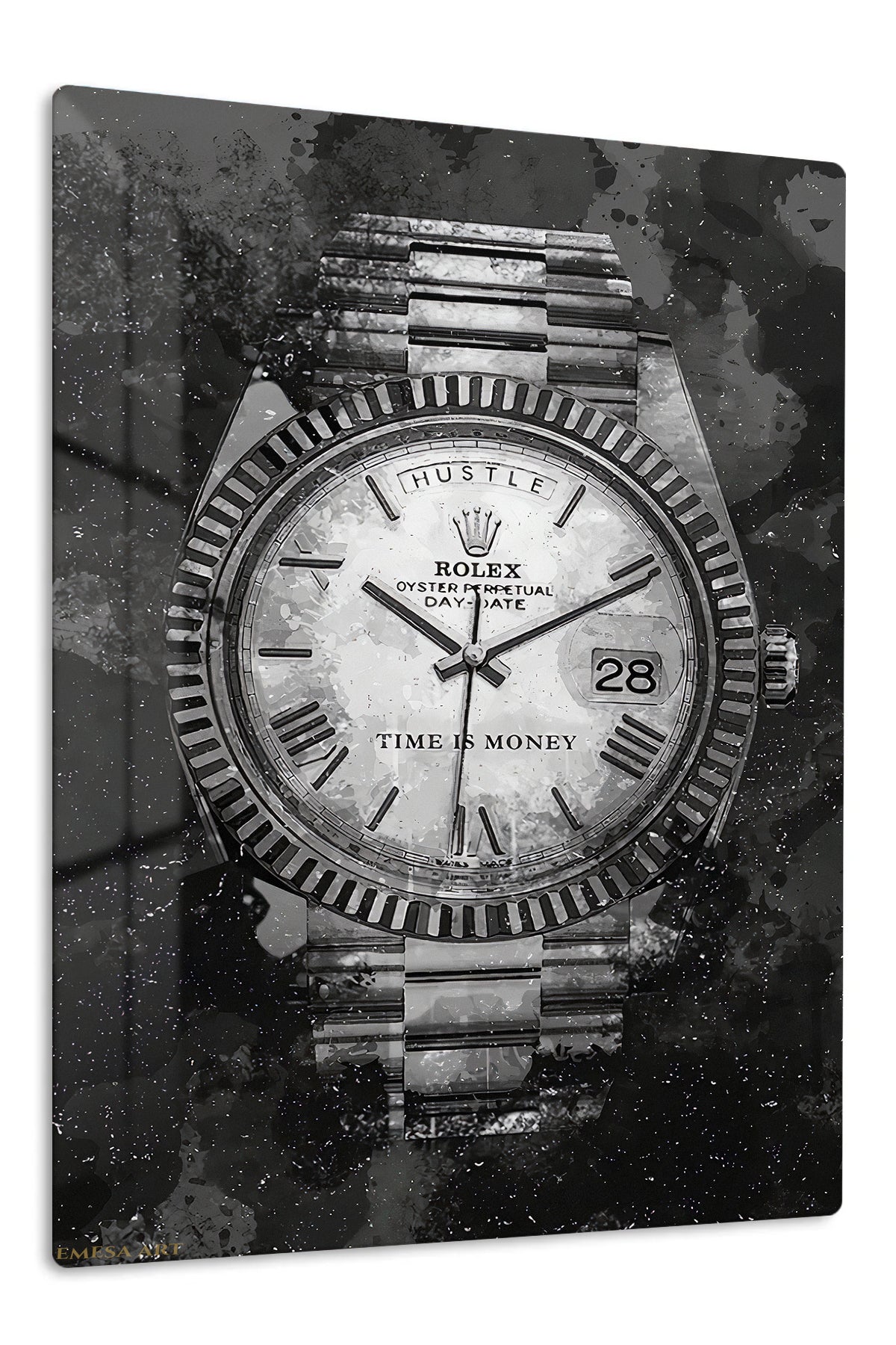 Time Is Money Watch premium metal wall art – front view