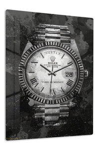 Time Is Money Watch premium metal wall art – front view
