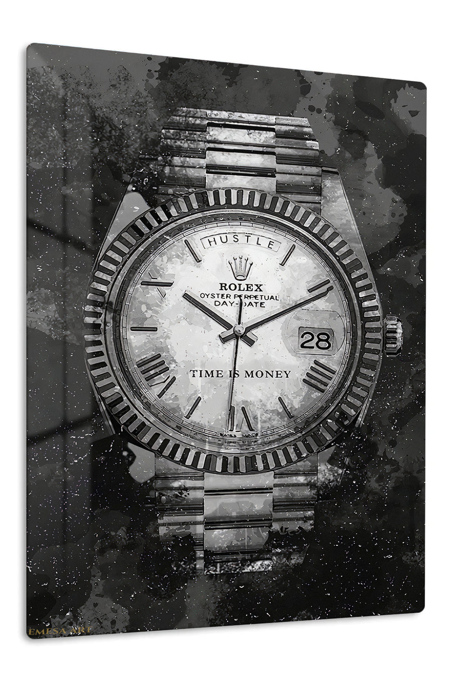 Time Is Money Watch premium metal wall art – front view