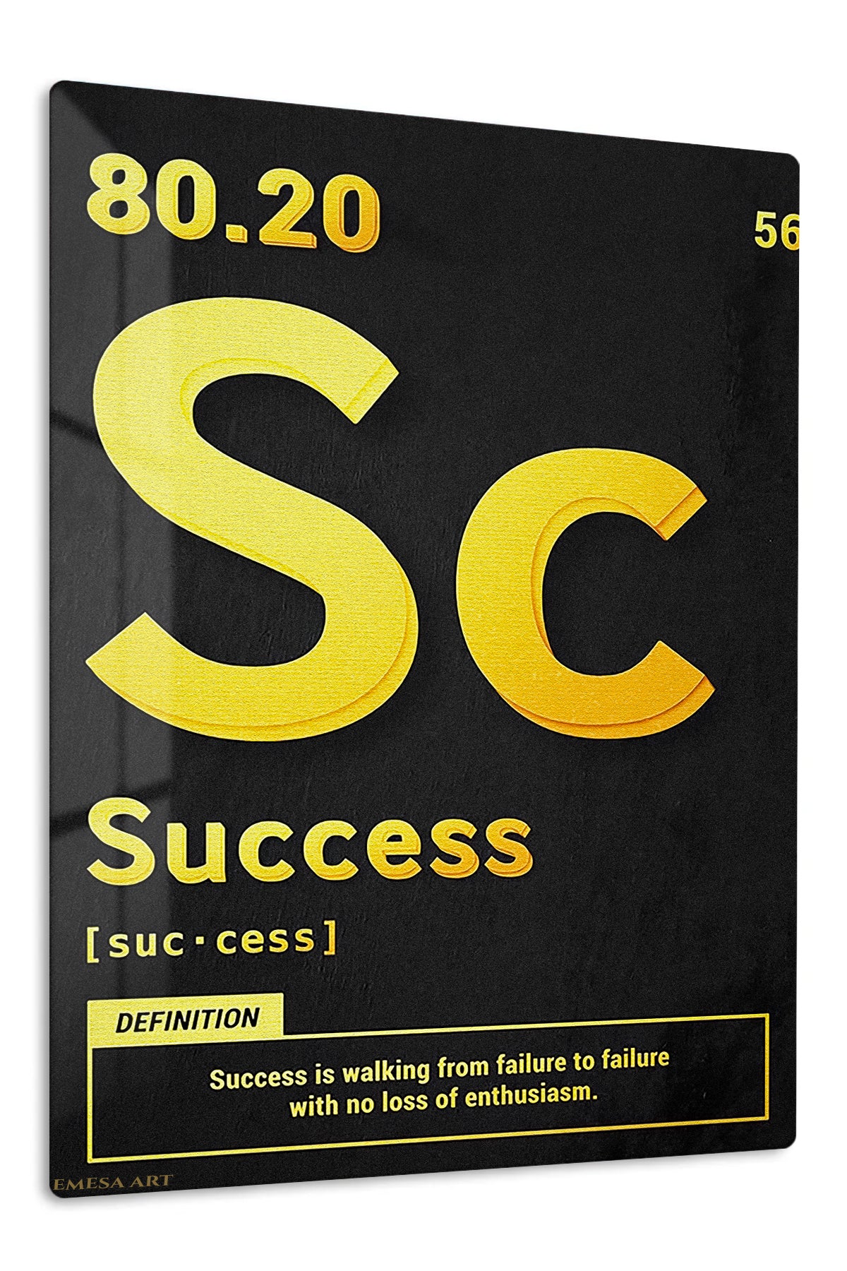 Success Definition Typography premium metal wall art – front view