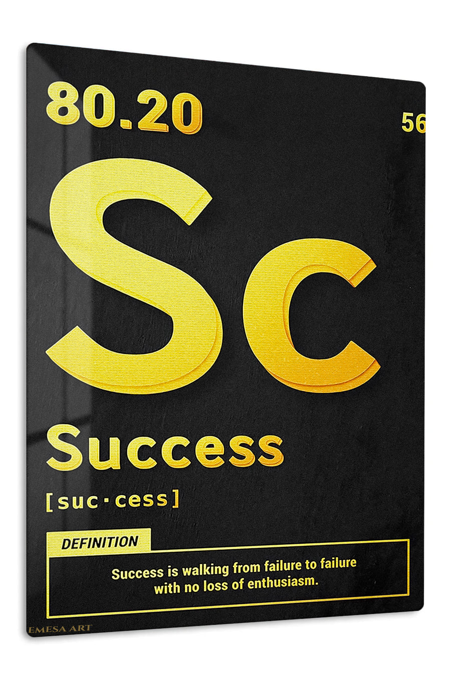 Success Definition Typography premium metal wall art – front view