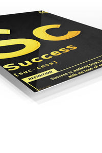 Success Definition Typography premium metal wall art – angled view