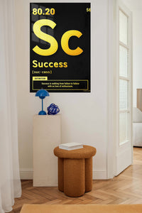 Success Definition Typography metal wall art displayed in a contemporary living space
