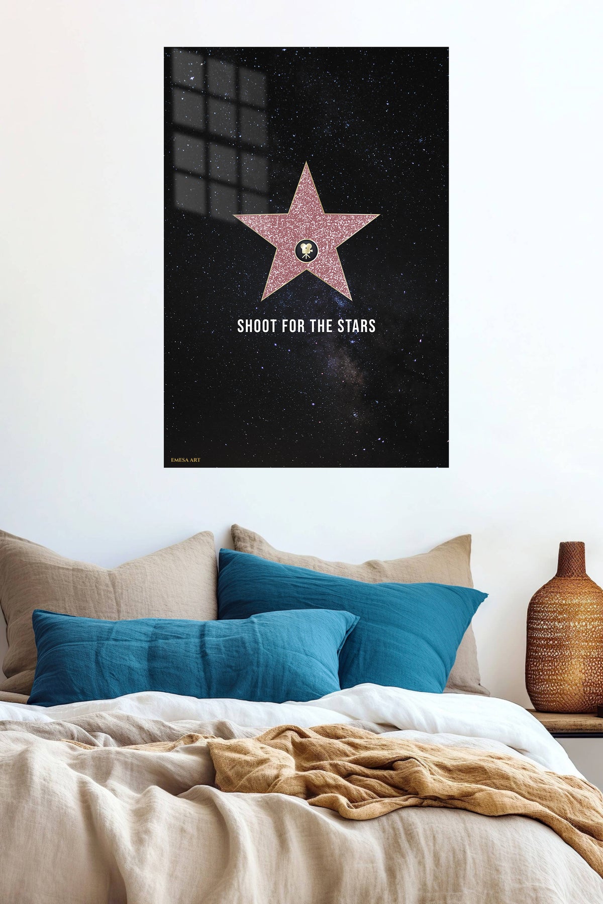 Shoot for the Stars metal wall art displayed in a contemporary living space