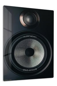 Silent Moves Loud Results Speaker premium metal wall art – front view
