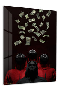 Rain of Banknotes premium metal wall art – front view