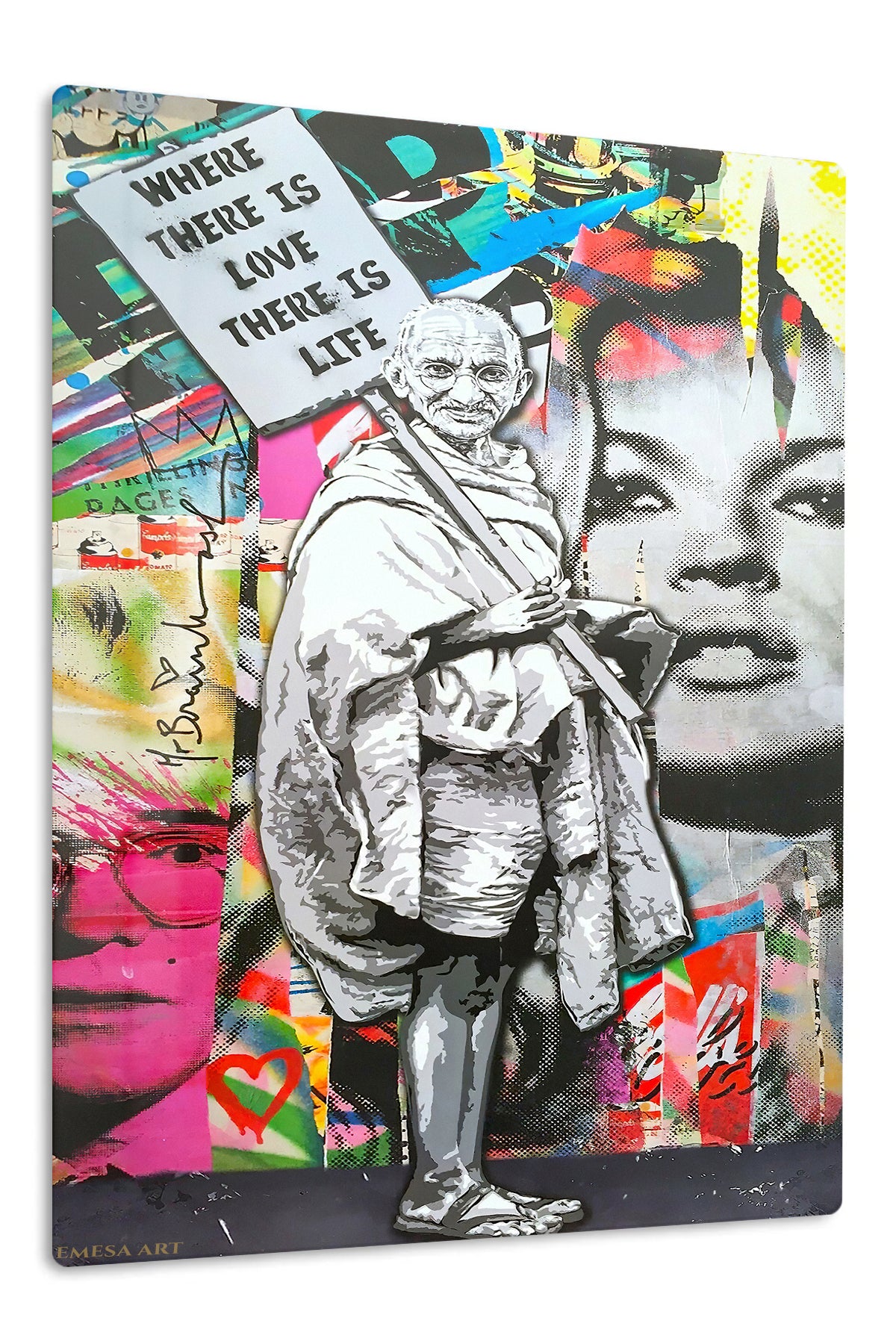 Where There Is Love Street Art Collage premium metal wall art – front view