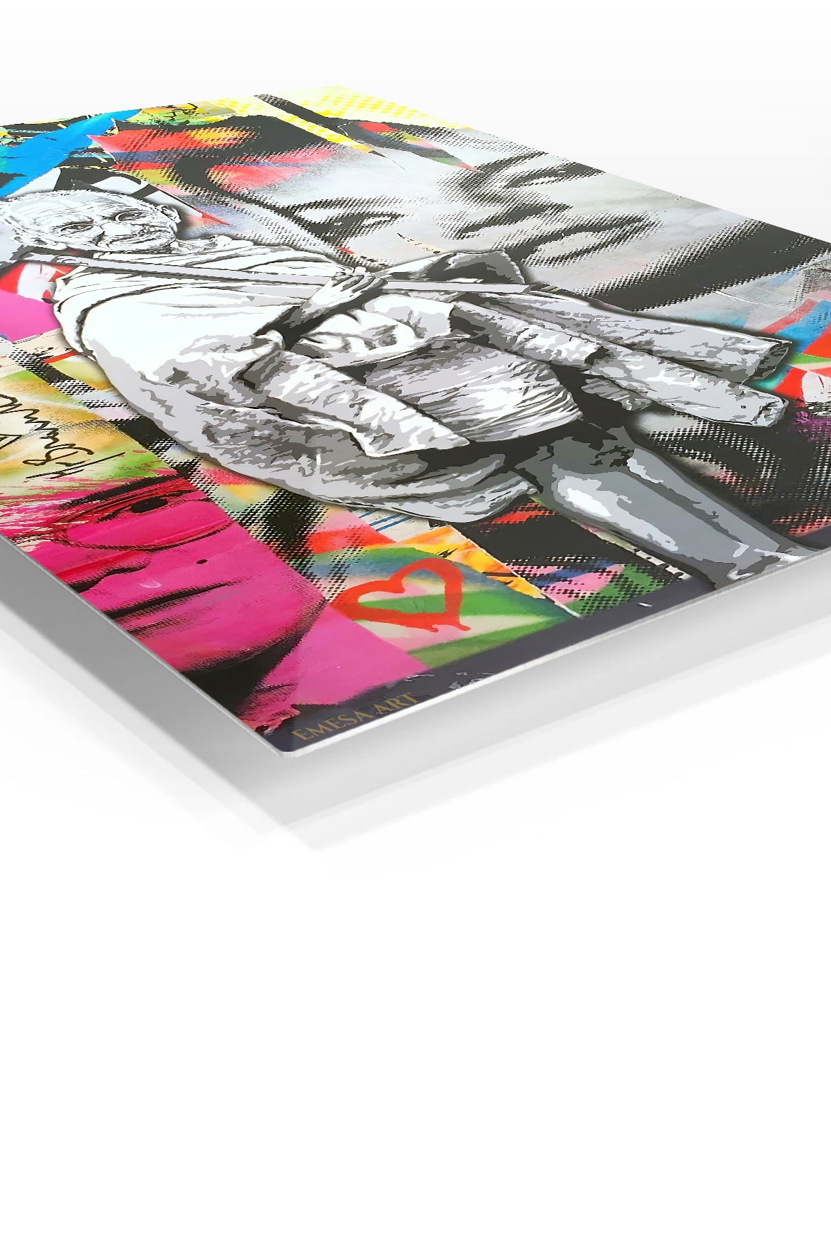 Where There Is Love Street Art Collage premium metal wall art – angled view