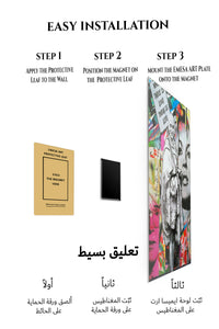 Magnetic mounting installation guide for Where There Is Love Street Art Collage metal wall art