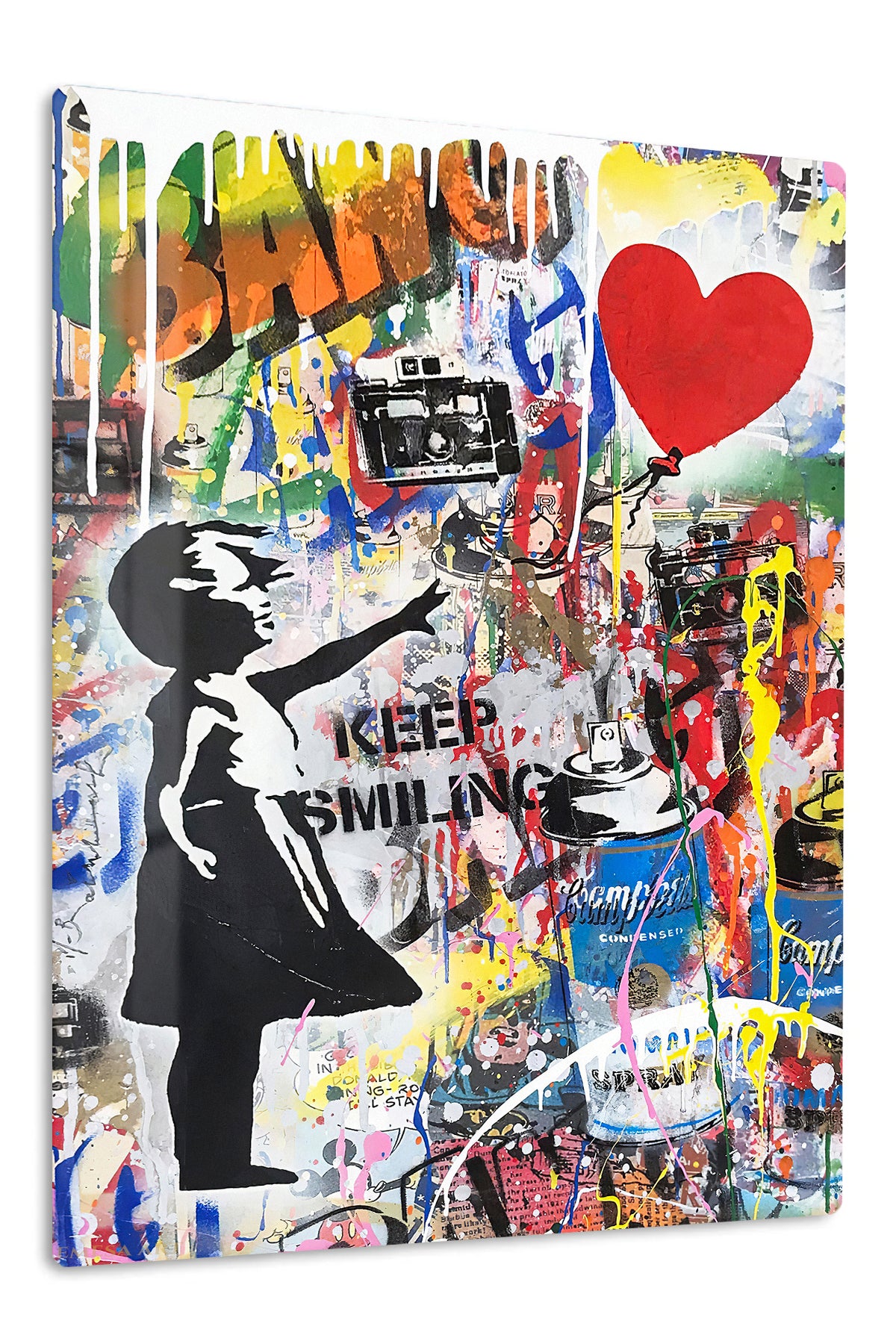 Keep Smiling Street Art Collage premium metal wall art – front view