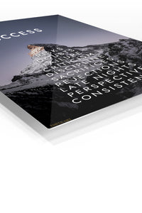 Success Through the Climb premium metal wall art – angled view