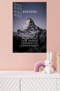 Success Through the Climb metal wall art displayed in a modern interior