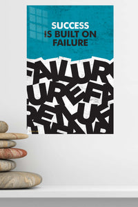 Success Built on Failure metal wall art displayed in a modern interior