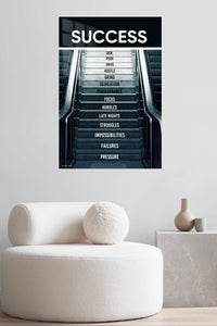 Success Is Built on the Climb metal wall art displayed in a contemporary living space