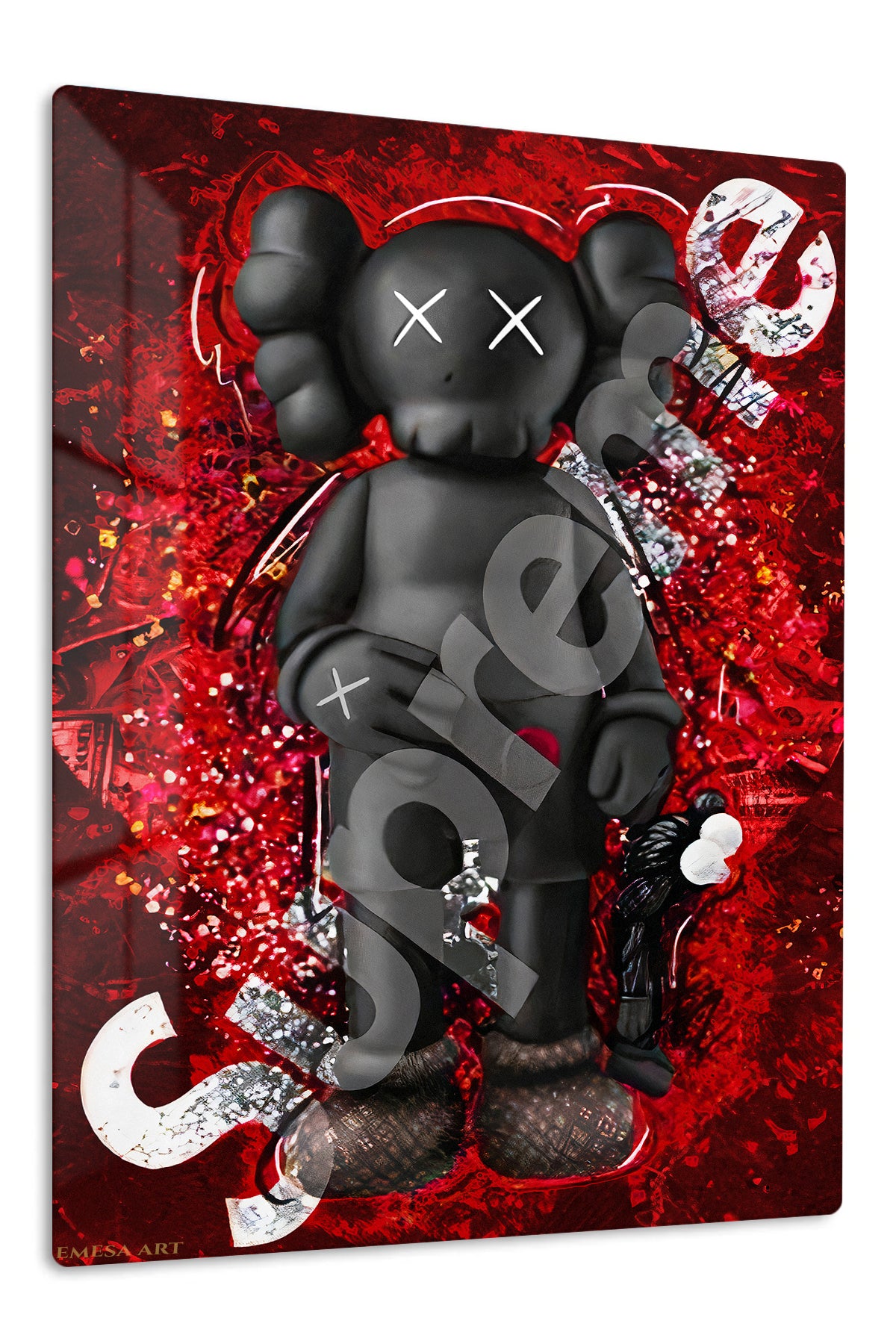 Red Riot X-Eyed Figure premium metal wall art – front view