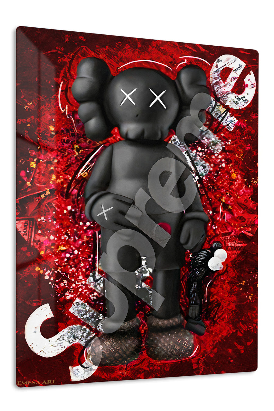 Red Riot X-Eyed Figure premium metal wall art – front view