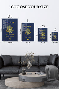 EMESA metal wall art size comparison guide for Travel the World Oyster Quote