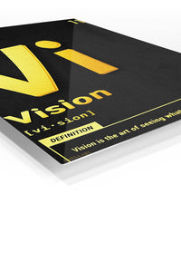 Golden Vision Definition premium metal wall art – angled view