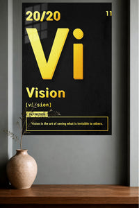 Golden Vision Definition metal wall art displayed in a modern interior