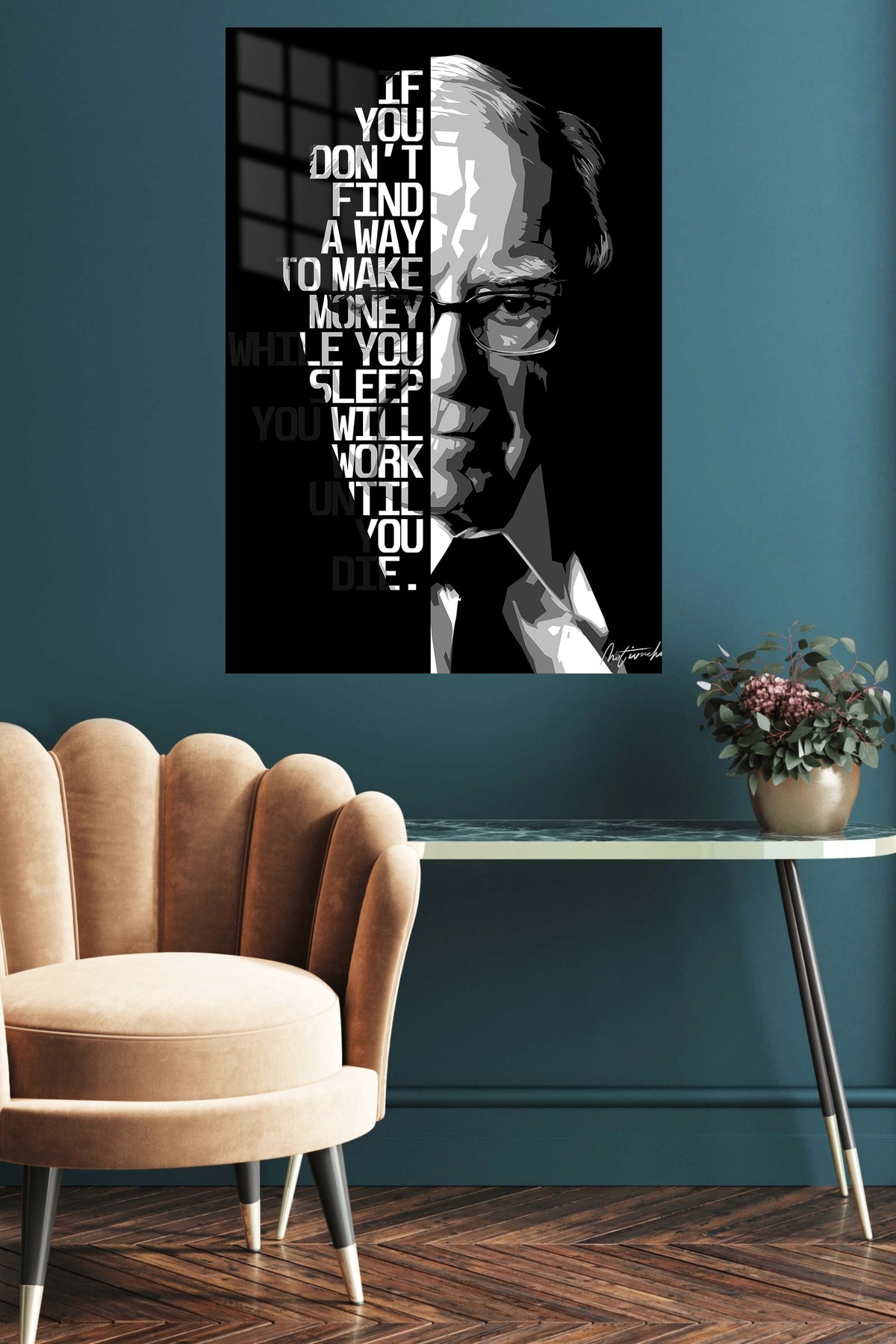 Find a Way Motivational Portrait metal wall art displayed in a contemporary living space