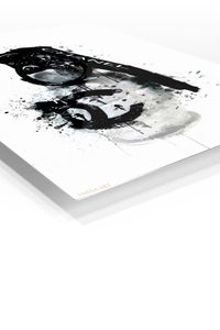 Monochrome Camera Ink Splash premium metal wall art – angled view