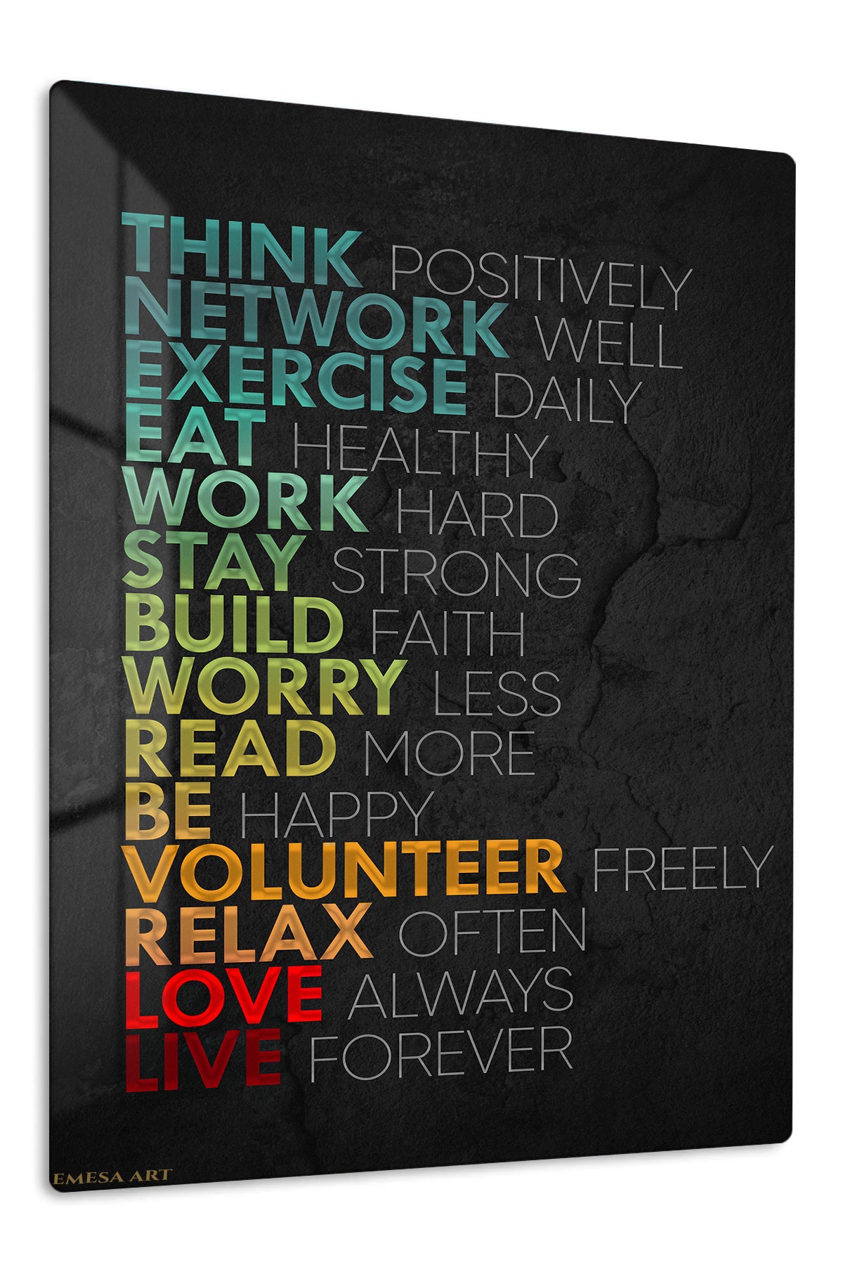 Live Positive Daily premium metal wall art – front view