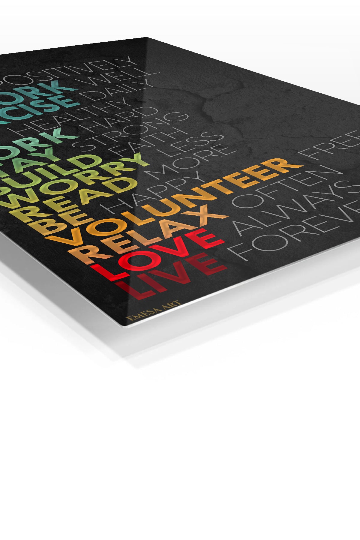 Live Positive Daily premium metal wall art – angled view