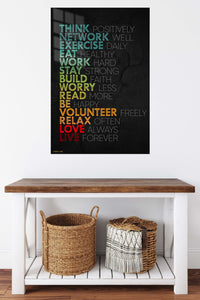 Live Positive Daily metal wall art displayed in a contemporary living space