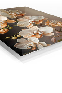Ivory Orchid Cascade premium metal wall art – angled view