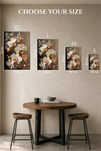 EMESA metal wall art size comparison guide for Ivory Orchid Cascade